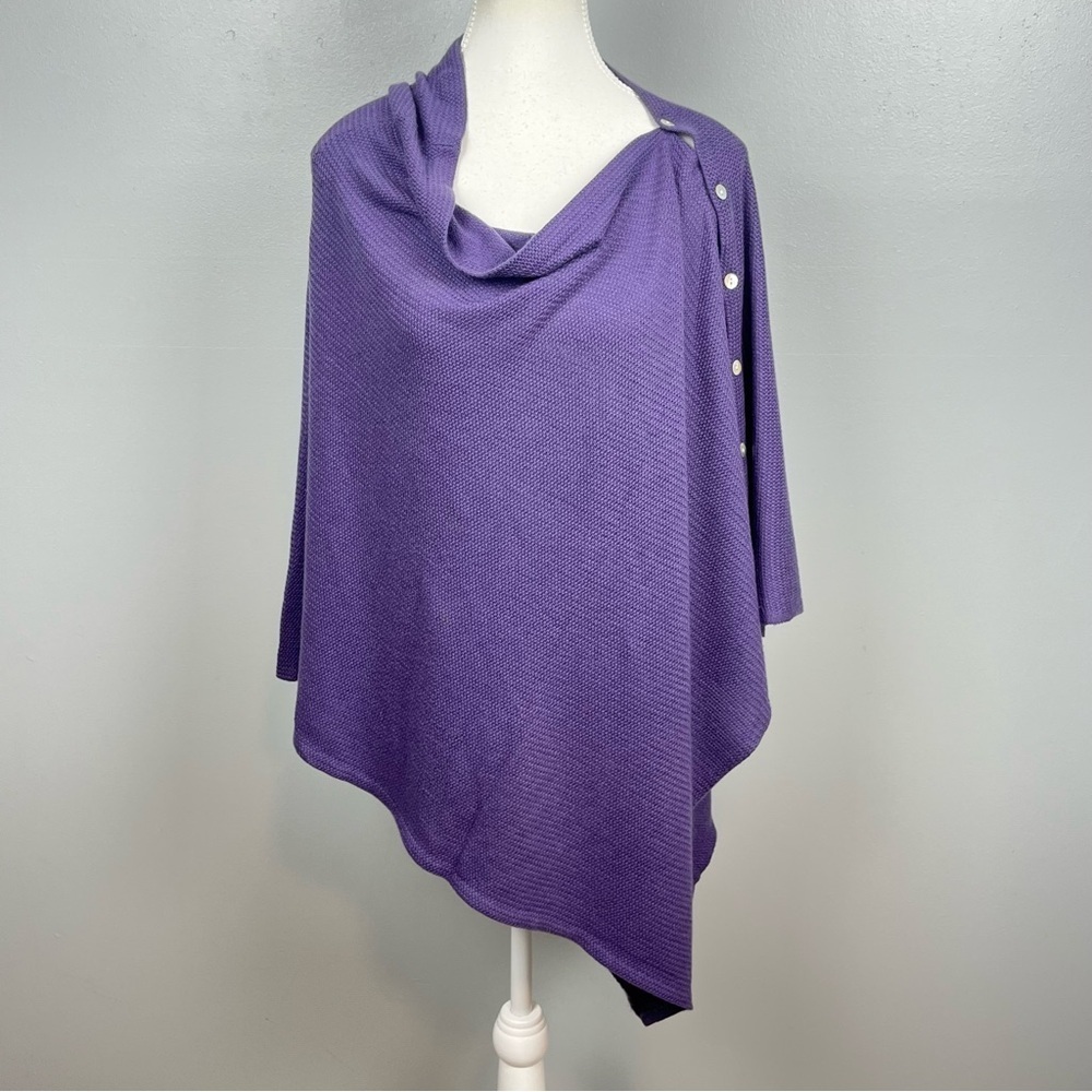 J.Jill purple cotton nylon blend button closure poncho, OS.